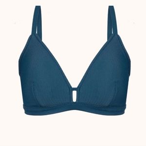 The Ribbed Busty Swim Bra, Teal
